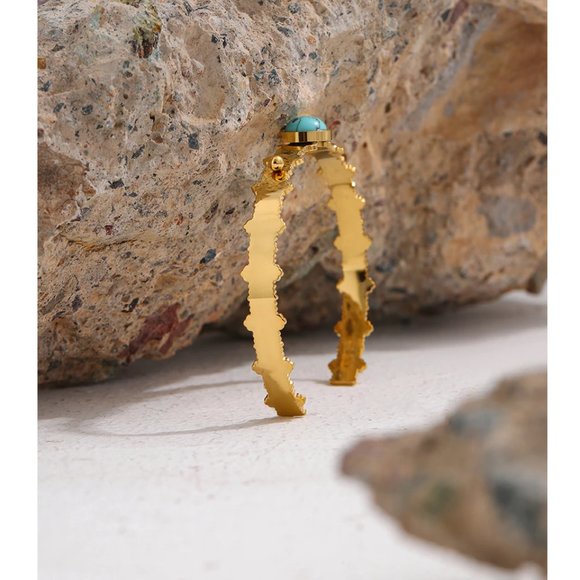 Stainless Steel Stone Bangle Bracelet Metallic - Picture 2 of 6